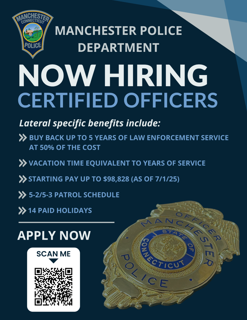 Manchester Police Department, CT Police Jobs