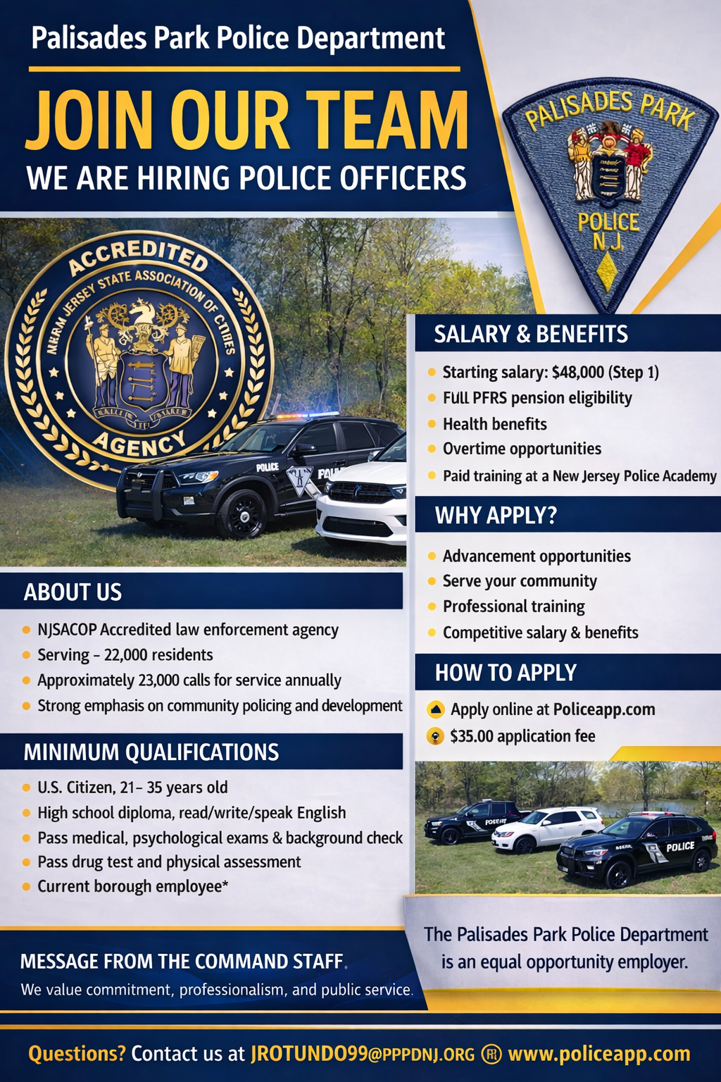 Palisades Park Police Department, NJ Police Jobs