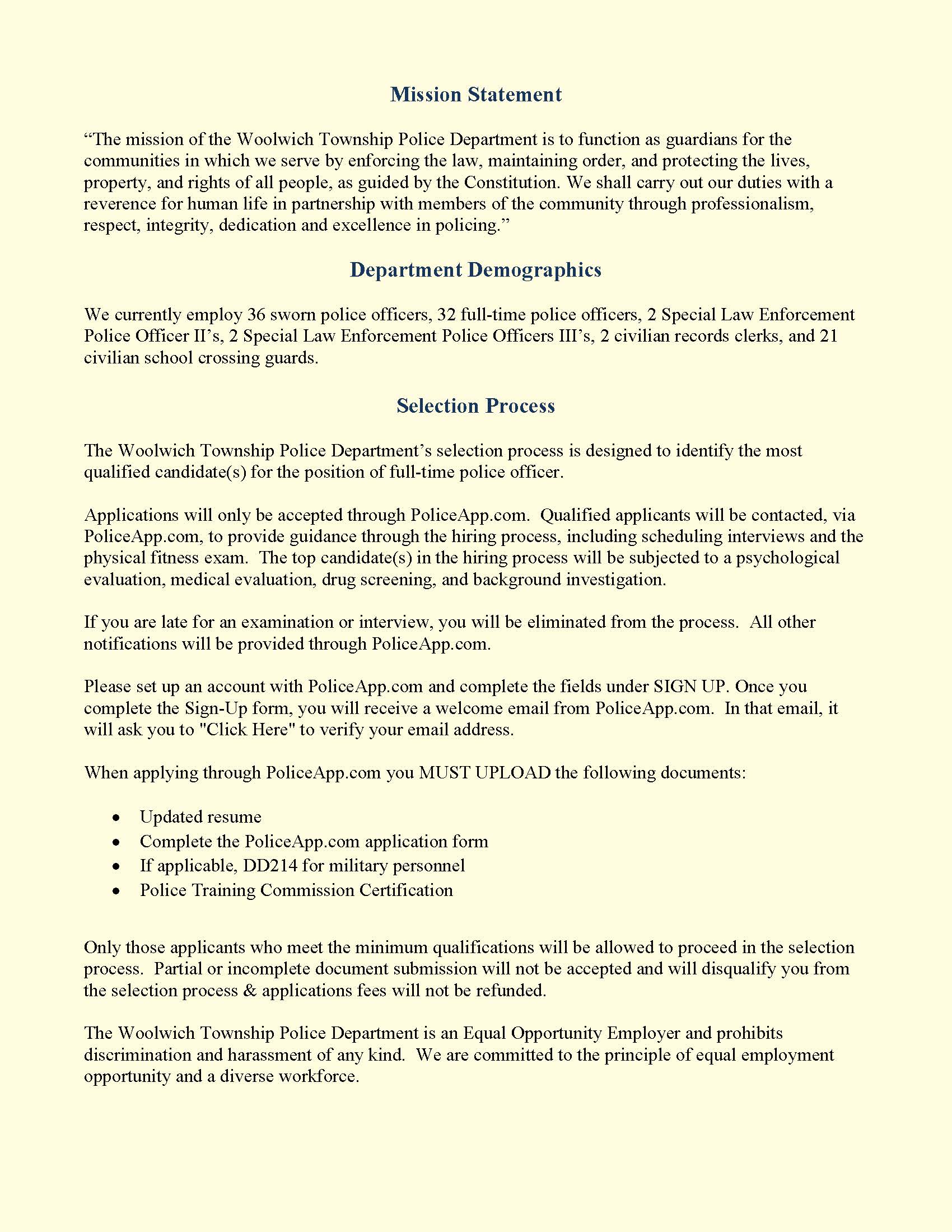 Woolwich Township Police Department , NJ Police Jobs