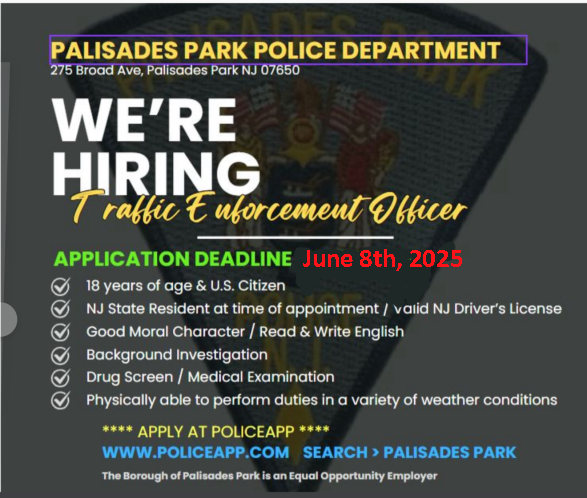 Palisades Park Police Department, NJ Police Jobs