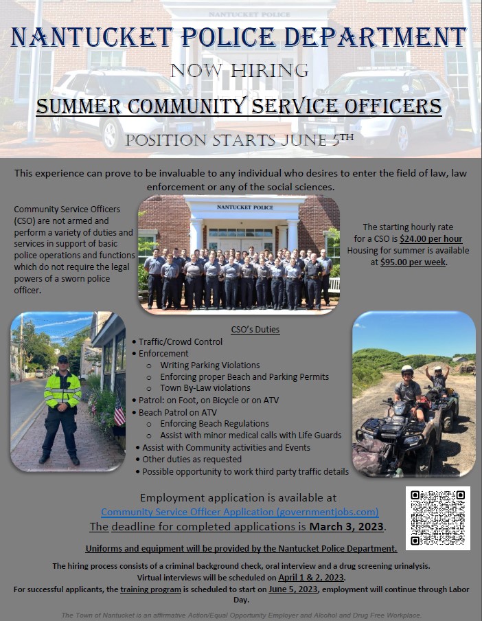 Nantucket Police Department, MA Police Jobs