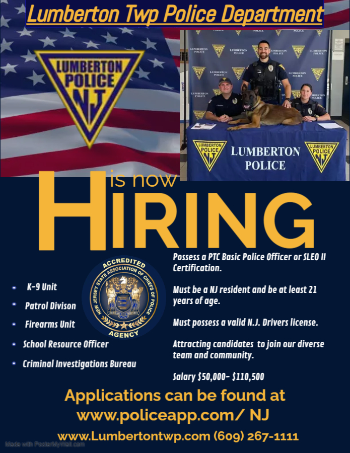 Lumberton Township Police Department, NJ Police Jobs